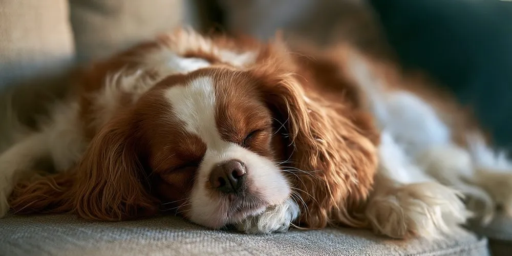 ソファで眠るキャバリア・キング・チャールズ・スパニエル