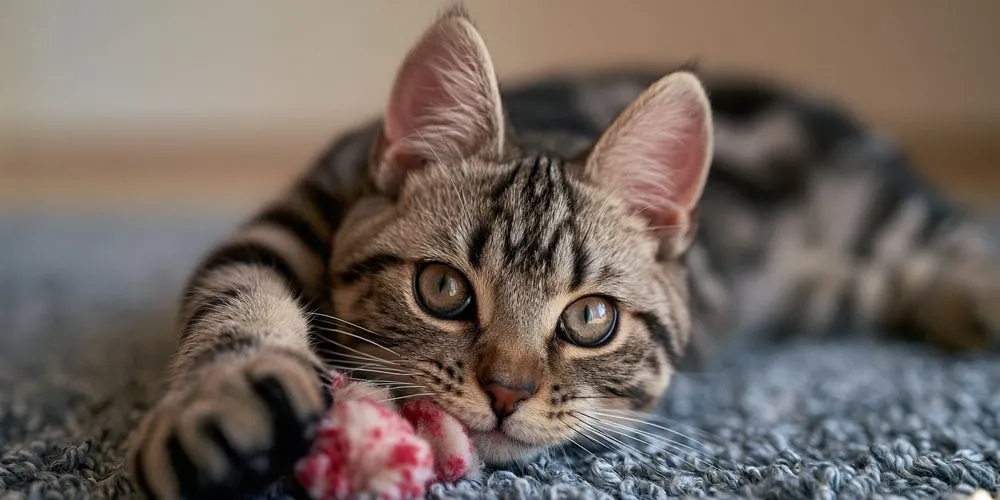目の周りのタビー模様がはっきり見えるアメリカンショートヘアの子猫