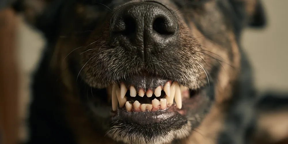 犬の歯と歯ぐきのアップ