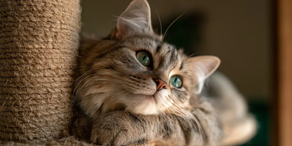 顔を上げた猫の鼻とマズルのアップ